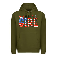 Army Green All American Girl Bandana Premium Hoodie - CowCowDesign
