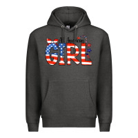 Charcoal Heather All American Girl Bandana Premium Hoodie - CowCowDesign