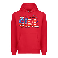 Red All American Girl Bandana Premium Hoodie - CowCowDesign
