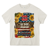 Cream Western God Bless America Heavy Core Tee - LillyAllenDesigns