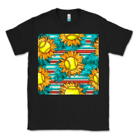 Black softball sunflowers with serape seamless pattern Classic Tee - BundleAndBundleShop
