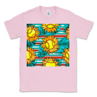 Bubblegum Pink softball sunflowers with serape seamless pattern Classic Tee - BundleAndBundleShop