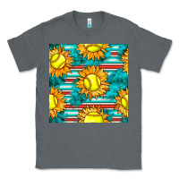 Charcoal Heather softball sunflowers with serape seamless pattern Classic Tee - BundleAndBundleShop