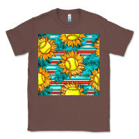 Chestnut softball sunflowers with serape seamless pattern Classic Tee - BundleAndBundleShop