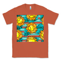 Copper softball sunflowers with serape seamless pattern Classic Tee - BundleAndBundleShop