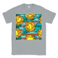 Heather Grey softball sunflowers with serape seamless pattern Classic Tee - BundleAndBundleShop