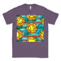 Lavender softball sunflowers with serape seamless pattern Classic Tee - BundleAndBundleShop