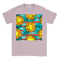 Lilac softball sunflowers with serape seamless pattern Classic Tee - BundleAndBundleShop