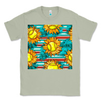 Matcha softball sunflowers with serape seamless pattern Classic Tee - BundleAndBundleShop