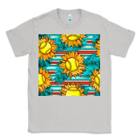 Moon Dust softball sunflowers with serape seamless pattern Classic Tee - BundleAndBundleShop