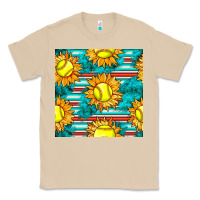 Mushroom softball sunflowers with serape seamless pattern Classic Tee - BundleAndBundleShop