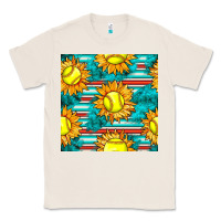 Natural softball sunflowers with serape seamless pattern Classic Tee - BundleAndBundleShop