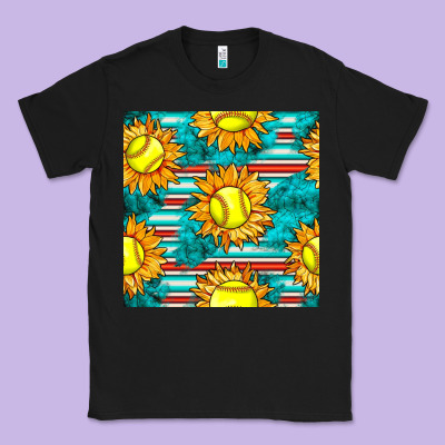 Softball Sunflowers With Serape Seamless Pattern Classic Tee Designed By Bundleandbundleshop
