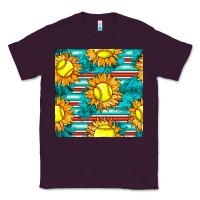 Plum softball sunflowers with serape seamless pattern Classic Tee - BundleAndBundleShop