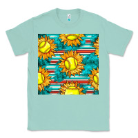 Seafoam softball sunflowers with serape seamless pattern Classic Tee - BundleAndBundleShop
