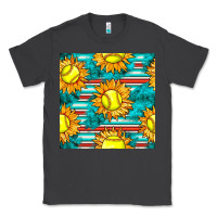 Smoke softball sunflowers with serape seamless pattern Classic Tee - BundleAndBundleShop