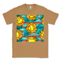 Toasted Coconut softball sunflowers with serape seamless pattern Classic Tee - BundleAndBundleShop