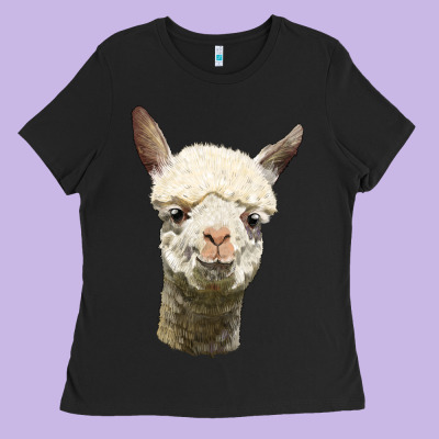 Alpaca Head Ladies Tee Designed By Lillyallendesigns