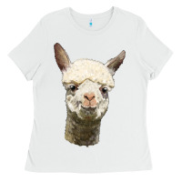 White Alpaca Head Ladies Tee - LillyAllenDesigns