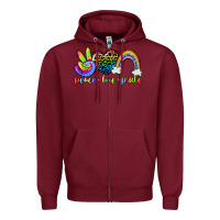 Burgundy Peace love pride Zipper Hoodie - CowGirlArtShop