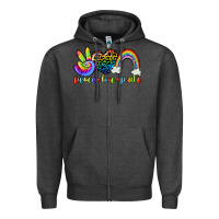 Charcoal Heather Peace love pride Zipper Hoodie - CowGirlArtShop