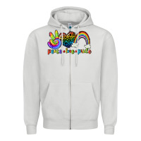 Dove Grey Peace love pride Zipper Hoodie - CowGirlArtShop