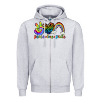 Heather Grey Peace love pride Zipper Hoodie - CowGirlArtShop