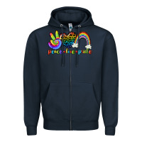Navy Peace love pride Zipper Hoodie - CowGirlArtShop
