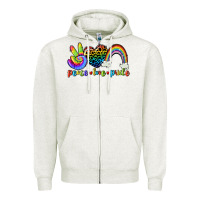 Oatmeal Heather Peace love pride Zipper Hoodie - CowGirlArtShop