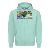 Seafoam Peace love pride Zipper Hoodie - CowGirlArtShop