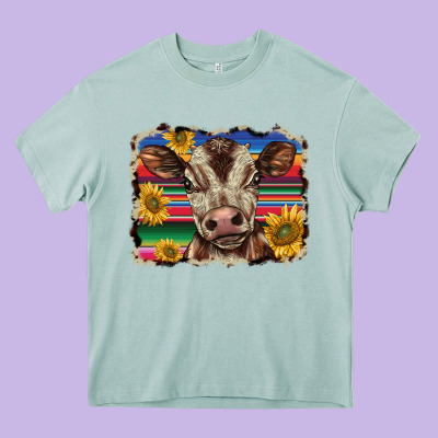 Western Background Baby Calf Heavy Core Tee Designed By Barkaloodesign