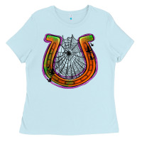 Baby Blue halloween  horseshoe Ladies Tee - Jasminsmagicworld