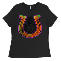Black halloween  horseshoe Ladies Tee - Jasminsmagicworld
