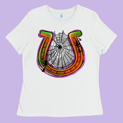Halloween  Horseshoe Ladies Tee Designed By Jasminsmagicworld