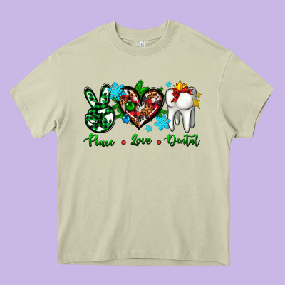 Peace Love Dental For Christmas Heavy Core Tee Designed By Adodesignshop