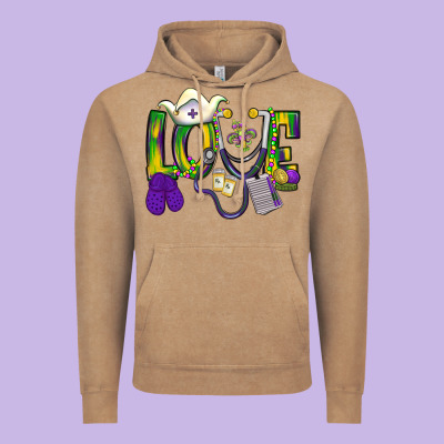 Mardi Gras Love Nurse Vintage Hoodie Designed By Bundleandbundleshop