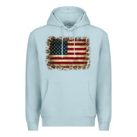 Blue Mist America Flag and Leopard Premium Hoodie - CowCowDesign