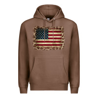 Chestnut America Flag and Leopard Premium Hoodie - CowCowDesign