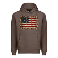 Coffee America Flag and Leopard Premium Hoodie - CowCowDesign
