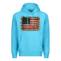 Ocean Blue America Flag and Leopard Premium Hoodie - CowCowDesign