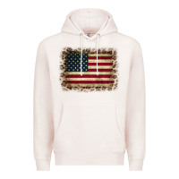 Pale Pink America Flag and Leopard Premium Hoodie - CowCowDesign