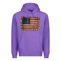 Purple America Flag and Leopard Premium Hoodie - CowCowDesign