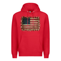 Red America Flag and Leopard Premium Hoodie - CowCowDesign