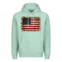 Seafoam America Flag and Leopard Premium Hoodie - CowCowDesign