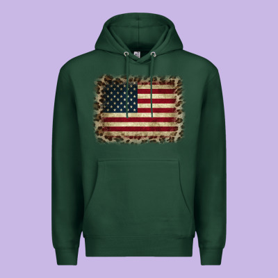 America Flag And Leopard Premium Hoodie Designed By Cowcowdesign