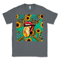 Charcoal Heather softball lips sunflowers and gemstones seamless pattern Classic Tee - BundleAndBundleShop