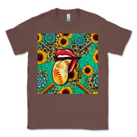 Chestnut softball lips sunflowers and gemstones seamless pattern Classic Tee - BundleAndBundleShop