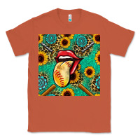 Copper softball lips sunflowers and gemstones seamless pattern Classic Tee - BundleAndBundleShop