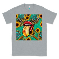 Heather Grey softball lips sunflowers and gemstones seamless pattern Classic Tee - BundleAndBundleShop
