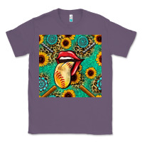 Lavender softball lips sunflowers and gemstones seamless pattern Classic Tee - BundleAndBundleShop